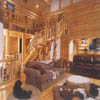 log staircase with log handrails and spindles